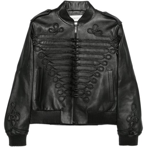 Alexander McQueen giacca in pelle con ricamo - nero