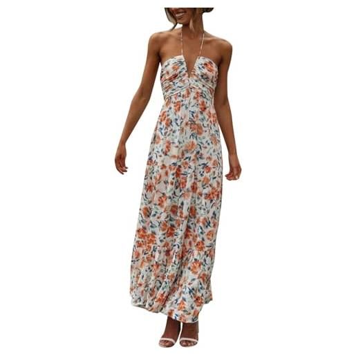 Generico abito donna estivo lungo scollo a v senza maniche abiti da spiaggia abito cocktail boheme eleganti beachwear abito da sera partito festa banchetto tubino donna elegante