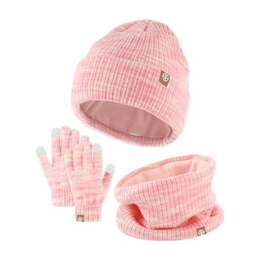 Generico cappello sciarpa guanti bambina cappello orecchie mobili bambino 1 anno cappello scaldacollo pile bambini cuffia neonato 0 3 mesi cuffie invernali neonato completo cappello sciarpa bambino