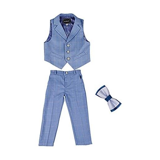 HONGBI completo formale 3 pezzi per ragazzo, set di abbigliamento per bambini e ragazzi(gilet, pantaloni, papillon)abito gilet estivo per bambini per battesimo cerimonia festa matrimonio compleanno 9-10 anni