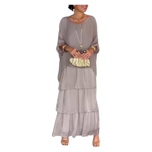 shownicer donna abito lungo boho abito ampio casual moda manica lunga abiti lunghi vestito estivo taglie forti eleganti vestiti maxi abito a grigio xxl