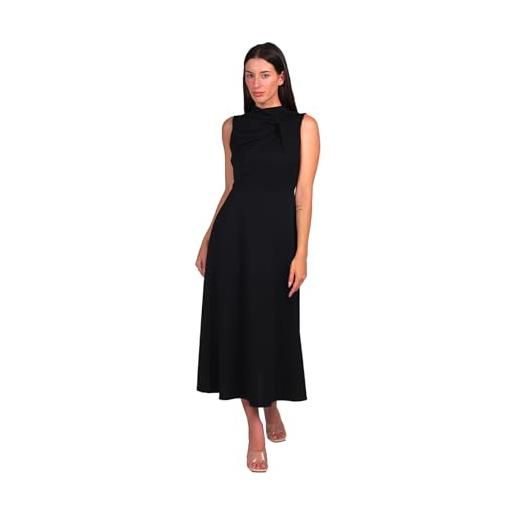 VALORIALUXE vestito midi donna elegante con nodo al collo - perfetto per matrimonio, festa, cerimonia, ufficio e uso quotidiano (it, testo, xxl, 3xl, regular, regular, nodo petrolio)