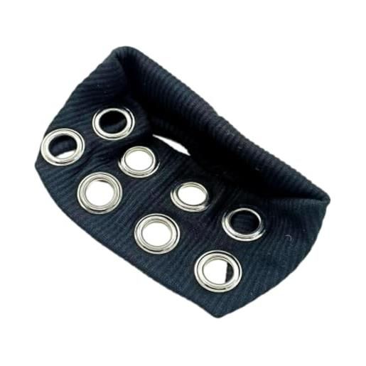 Generisch fasce per capelli a maglia con borchie in stile punk, fascia elastica con occhielli in metallo cavi, accessorio per capelli elastico e casual per donna per allenarsi, yoga e corsa