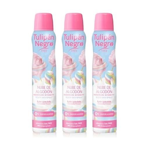 TULIPAN NEGRO tulipano nero deodorante spray nuvola di cotone 200 ml, 0% sali di alluminio, sudore controllato 3 unità