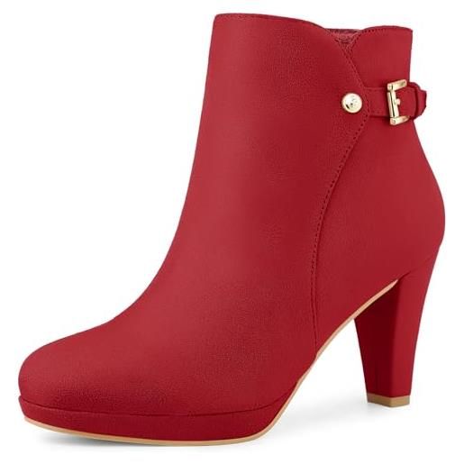 Allegra K stivaletti da donna con plateau e cerniera laterale con tacco, blu navy, 37 eu