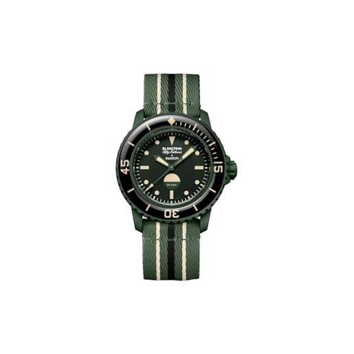 Swatch orologio da polso scuba fifty fathoms x blancpain green abyss