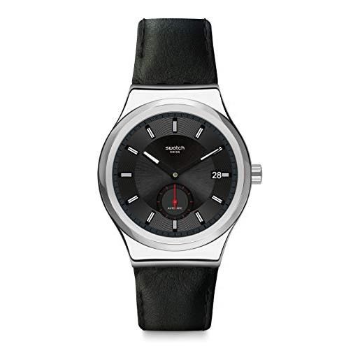 Swatch orologio analogueico quarzo unisex-adulto con cinturino in vera pelle sy23s400