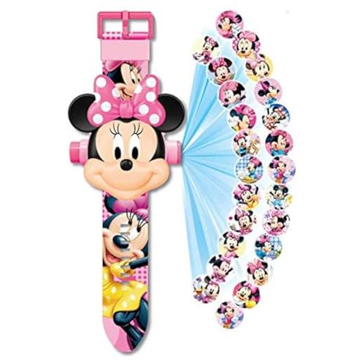 Maxpro orologio minnie proiettore 20 figure minnie, orologio minnie disney digital bambina, proiezione giocattoli, rosa, rosa, taille unique