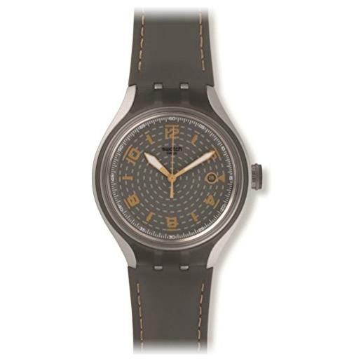 Swatch orologio analogueico quarzo uomo con cinturino in pelle yes4007