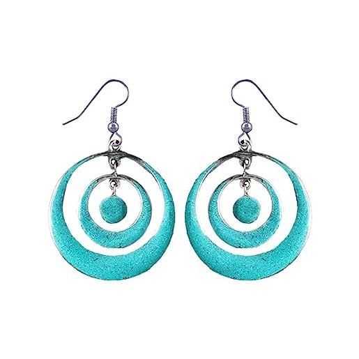 Orecchini Lunghi In Argento 925 Con Pietre Naturali – Design Boho, Fatti A Mano, Stile Tibetano, Regalo Donna - 2