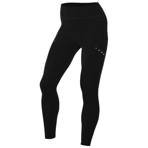 Nike leggings da running a 7/8 a vita alta con tasche swift - donna, black/reflective silv, hj2252-010, xs