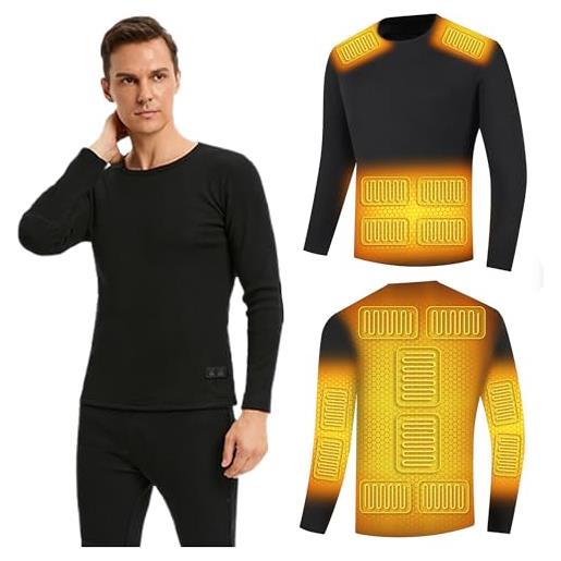 YAMNYSS riscaldamento intimo camicia maglia elettrica termica felpa liner riscaldato baselayer top per la caccia moto, nero, l