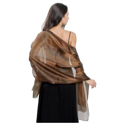 LumiSyne donna scialle stola setoso per abito da sera scintillanti sciarpa iridescente tulle leggero sciarpa lunga sciarpe elegante cerimonia foulard per sposa matrimonio prom festa