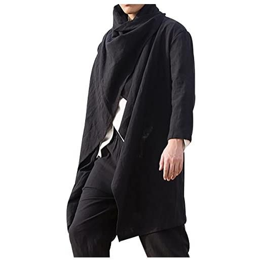 OADOBKICE giacca invernale uomo giacca uomo giacca leggera giacca autunnale mantello lino mantello lungo mantello irregolare giacca calda mantello normale mantello semplice plus size mantello nero 5xl