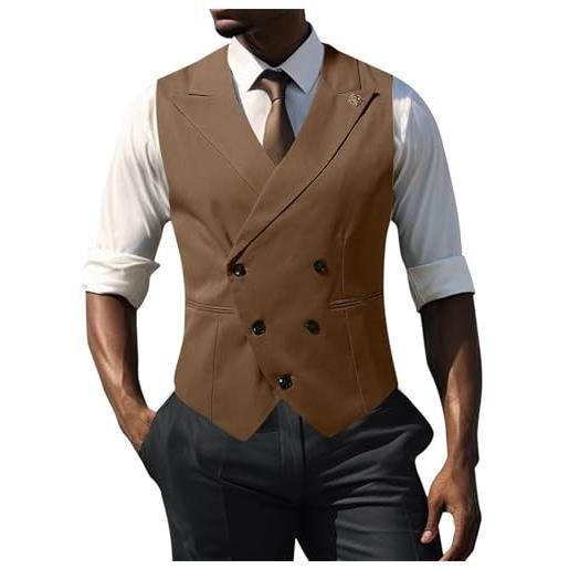 ZYHMD Gilet da Abito da Uomo in Doppiopetto Slim Fit Formale da