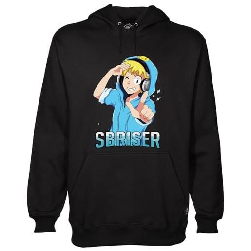 MAGLIERIA CONFORTI felpa con cappuccio di sbriser v. 3 youtuber taglie ragazzi e adulti unisex (it, testo, s, regular, regular, nero)