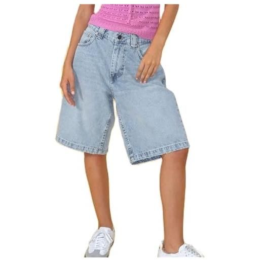 KIHFSODN jeans estivi da donna, pantaloni corti larghi casual larghi a vita medio bassa bermuda lunghezza al ginocchio(light blue, l)