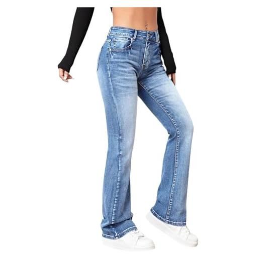 Sawmew pantaloni a zampa d'elefante, jeans da donna, jeans a vita alta, jeans vintage elasticizzati, pantaloni bootcut, pantaloni casual vintage a zampa d'elefante, pantaloni da donna(light blue, m)