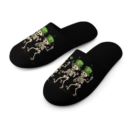 Generic skeletons st. Patrick'sday trifoglio trifoglio pantofole da uomo per interni morbide piatte leggere antiscivolo scarpe da casa, stile: , 45-46_（11-12）