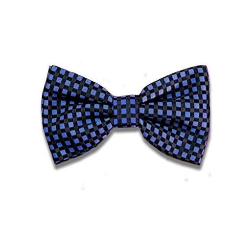 Remo Sartori - papillon uomo in seta a quadretti blu e nero modello classico, made in italy
