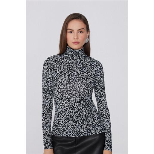 Tezenis maglia collo alto viscosa stampata donna grigio