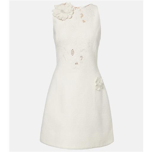 Oscar de la Renta miniabito in tweed di misto cotone con ricamo