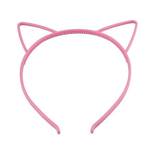 Blausky 6 fasce per capelli con orecchie di gatto, in plastica con denti, sottili, antiscivolo, per feste, balli di fine anno, rosa
