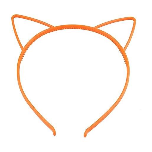 Blausky 6 fasce per capelli con orecchie di gatto, in plastica con denti, sottili, antiscivolo, da donna, graziose decorazioni per capelli, per feste di ballo, arancione