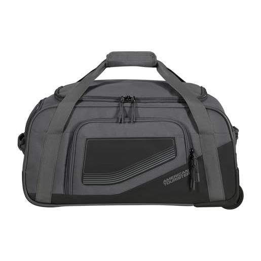 American Tourister city racer - borsone con ruote 55 cm, 50 l - bagaglio a mano con ampio spazio e scomparto scarpe - idrorepellente, smart sleeve, resistente - nero