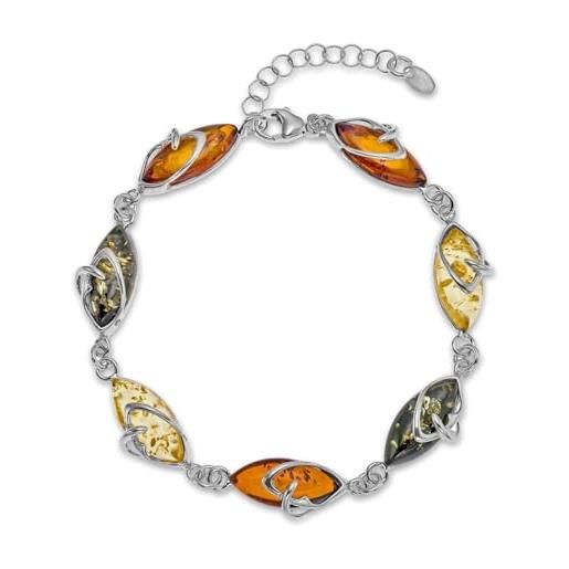 Copal Set Gioielli In Argento 925 Con Ambra Multicolore - Collana Regolabile E Orecchini