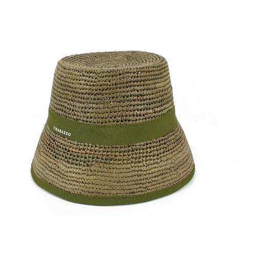 TIRABASSO - cappello donna estate secchiello bucket hat made in italy - verde oliva, 57