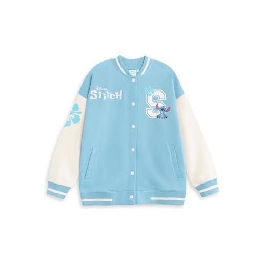 Disney giubbotto bomber blu per ragazze lilo e stitch | giacca college streetwear con grafica stitch | abbigliamento casual a maniche lunghe | abbigliamento simpatico cartone animato