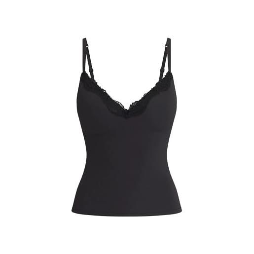 Starrylion starryion - canottiera sexy da donna, con scollo a v profondo, in pizzo, con reggiseno push-up integrato, per l'estate, 2025, nero, l