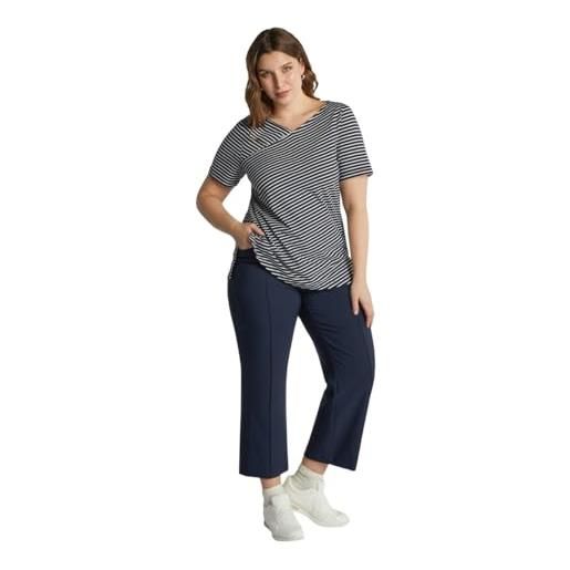 FIORELLA RUBINO: t-shirt a righe con strass curvy size blu stagione primavera estate 2025. 