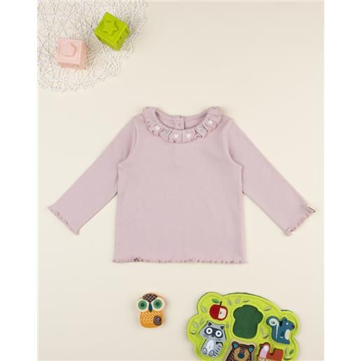 Prénatal t-shirt bimba rosa ricami girocollo