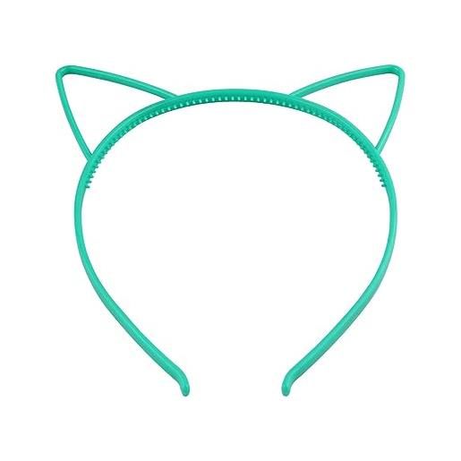 Blausky 6 fasce per capelli con orecchie di gatto, in plastica con denti, sottili, antiscivolo, per feste, balli di fine anno, colore verde
