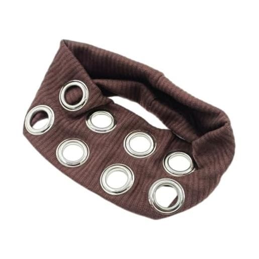 Generisch fasce per capelli a maglia con borchie in stile punk, fascia elastica con occhielli in metallo cavi, accessorio per capelli elastico e casual per donna per allenarsi, yoga e corsa