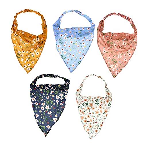 minkissy 5 pz triangolare fazzoletto elastico bandana triangolo elastico fazzoletto in chiffon accessori per sciarpa per yoga mancare tessuto sciarpa di seta boemia