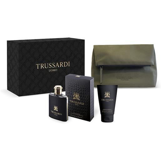 Trussardi uomo 3 pz eau de toilette spray 100ml + shampoo 100ml + beauty cofanetto