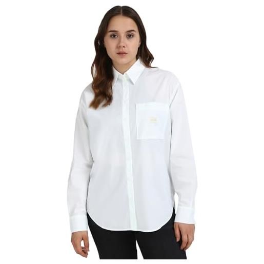 Calvin Klein Jeans calvin klein donna camicia woven label relaxed fit, bianco (bright white), l