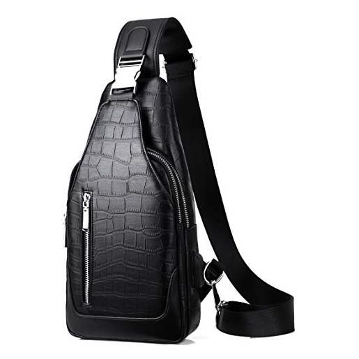 FSD.WG zaino a tracolla da uomo, borsa a tracolla, borsa da viaggio, borsa da uomo resistente all'acqua, nero 0038, large, zaini sling