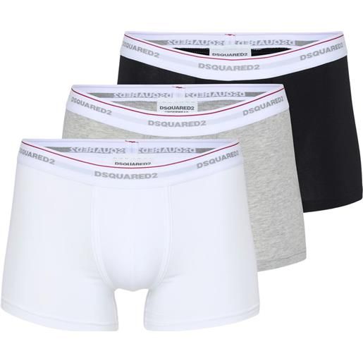 DSQUARED2 set 3 boxer uomo bianco, grigio e nero