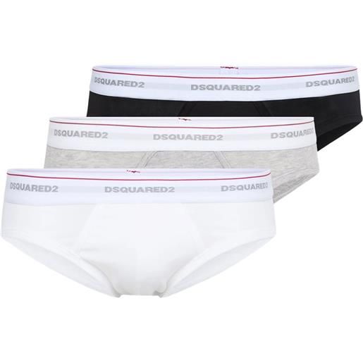 DSQUARED2 set 3 slip uomo bianco, nero e grigio
