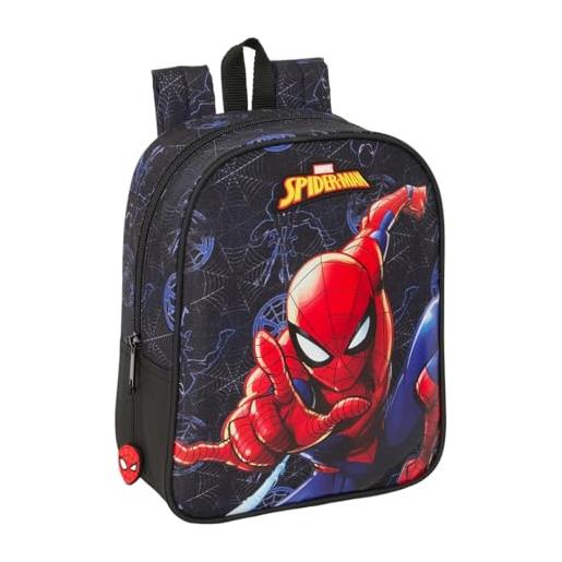 safta spiderman attack - zaino per bambini, zaino per la scuola, adattabile al carrello, ideale per asilo, comodo e versatile, qualità e resistenza, 22 x 10 x 27 cm, nero, m, casual