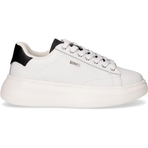 LIU-JO babol 01 sneaker in pelle bianco nero\r\n - donna - bianco nero\r\n