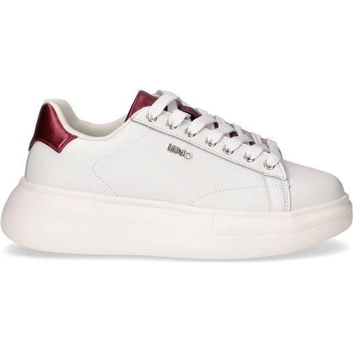 LIU-JO babol 01 sneaker in pelle bianco rosso\r\n - donna - bianco rosso\r\n
