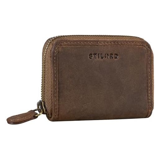 STILORD 'vanja' borsello portachiavi pelle vintage borsa per chiavi mini portacarte piccolo portamonete in cuoio genuino, colore: marrone medio