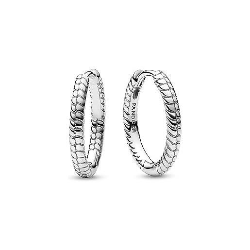 PANDORA orecchini a cerchio moments in argento sterling in maglia snake
