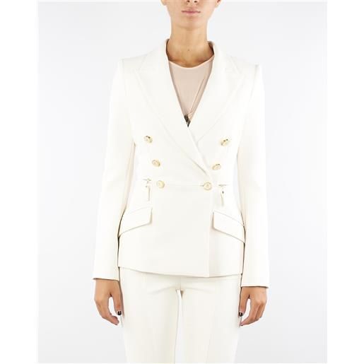 ELISABETTA FRANCHI giacca milk in crêpe leggero con dettagli zip