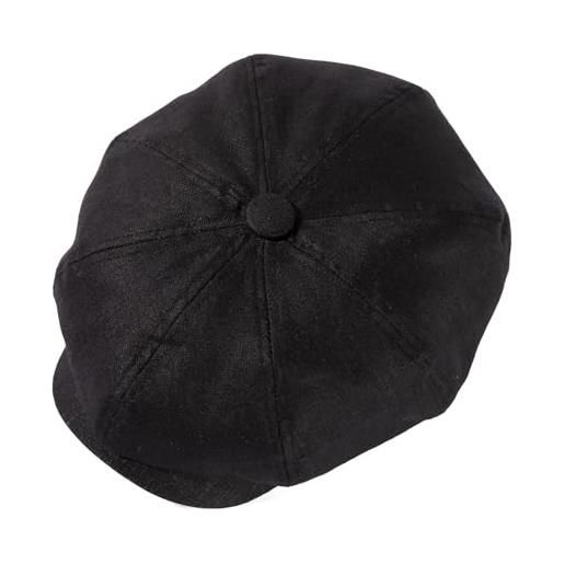 TOP-EX oversize xl xxl lino naturale berretto piatto leggero 8 pannelli estate raffreddamento newsboy cappello ecologico golf outdoor, nero , m/l